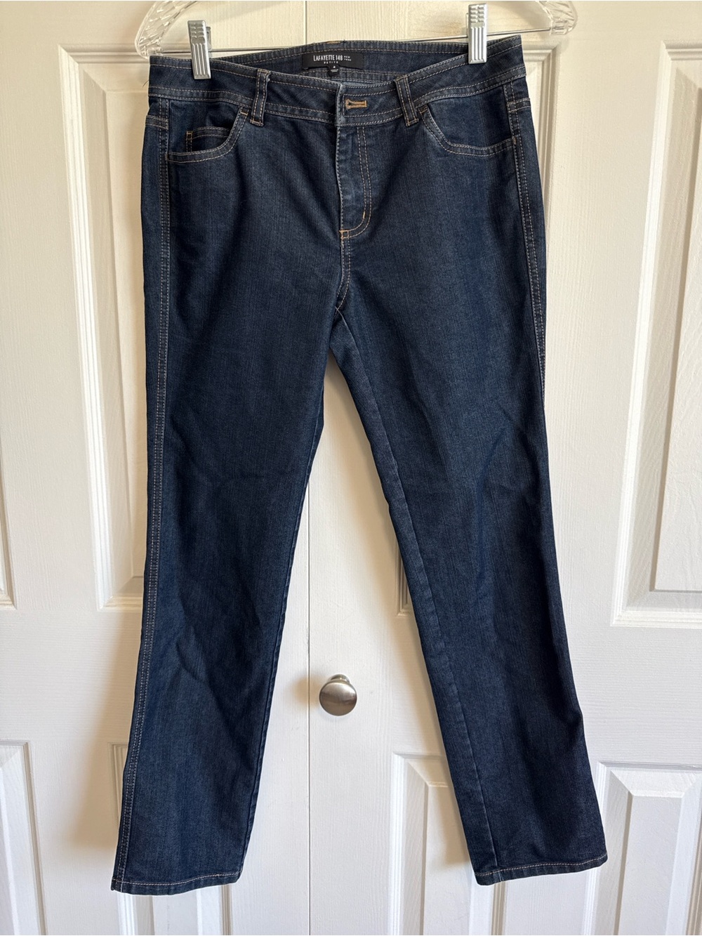 Lafayette 148 New York Dark Indigo Straight-Leg Jeans petite 4